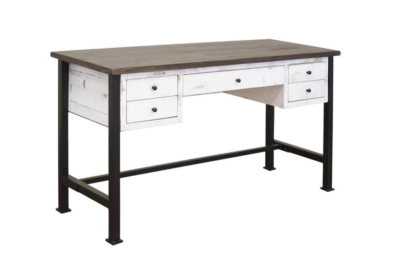 Pueblo White 5 Drawer Desk