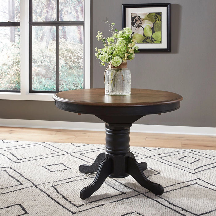 Carolina Crossing Pedestal Table Set- Black image