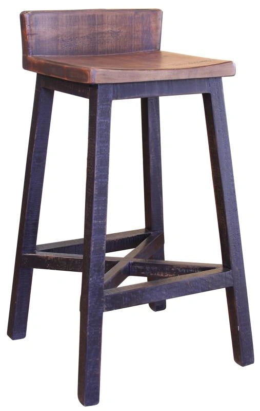 Pueblo Black 30” Stool w/Wooden Seat and Base- Black Finish**