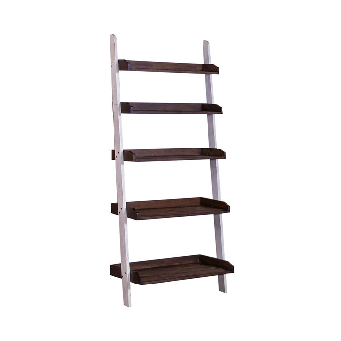 Farmhouse Leaning Bookcase in White/Oak image