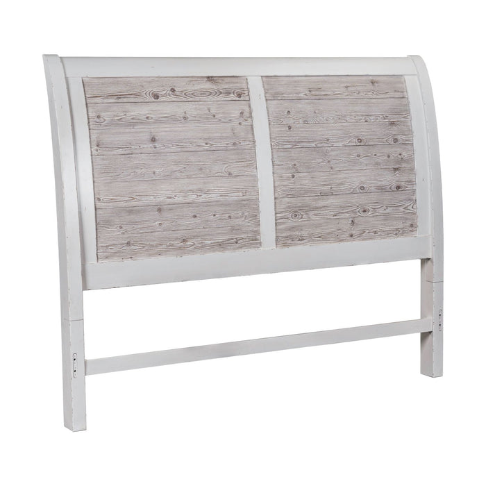 Backroads King Sleigh Bed in Weathered White/Parchment Brown