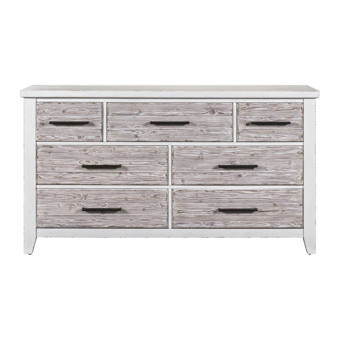 Backroads Dresser in Weathered White/Parchment Brown