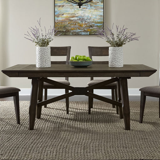 Liberty Furniture Double Bridge Trestle Table in Dark Chestnut image