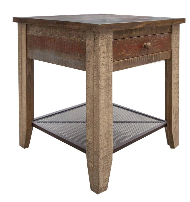 Antique Multicolor End Table w/1 Drawer