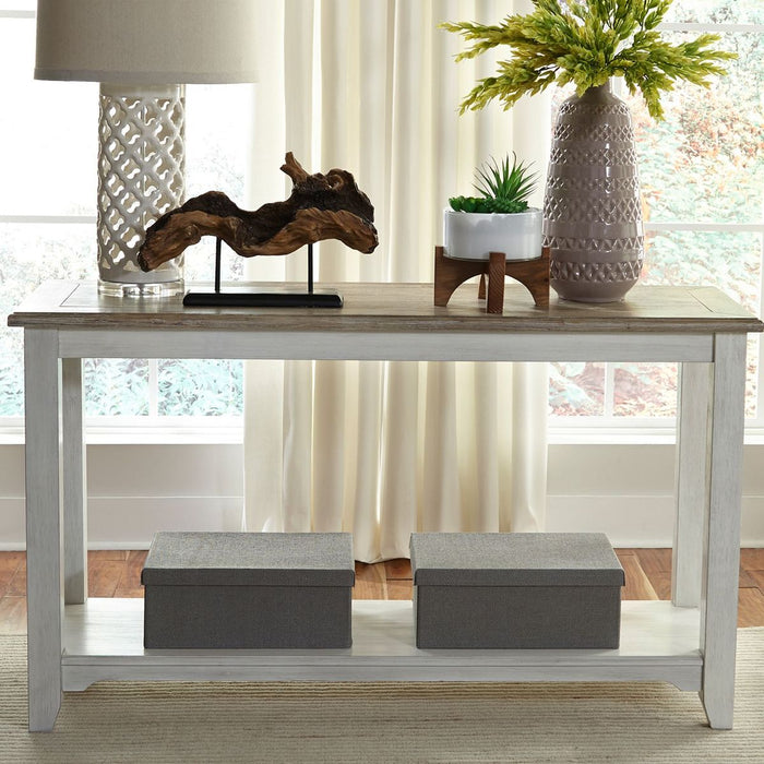 Liberty Furniture Summerville Sofa Table in Soft White Wash