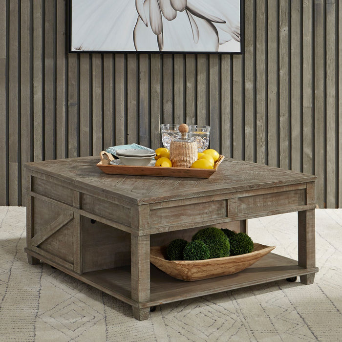 Parkland Falls Square Lift Top Cocktail Table in Weathered Taupe