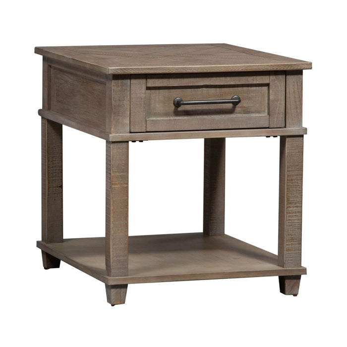 Parkland Falls Rectangular End Table in Weathered Taupe