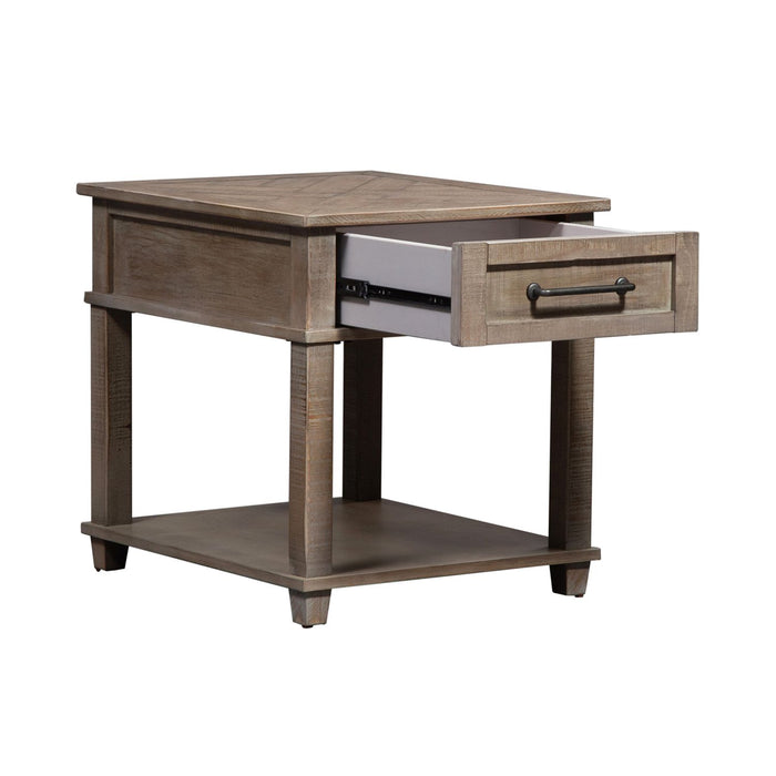 Parkland Falls Rectangular End Table in Weathered Taupe