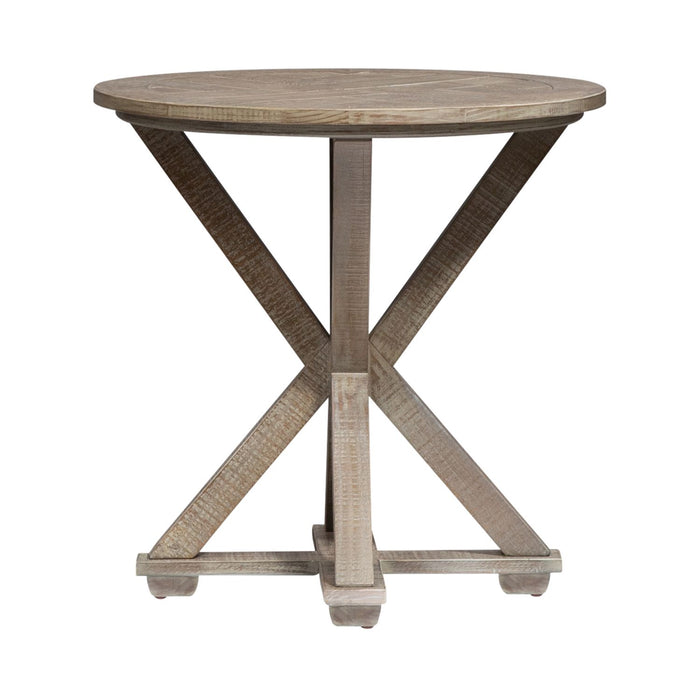 Parkland Falls Round End Table in Weathered Taupe