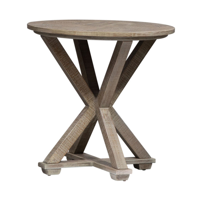Parkland Falls Round End Table in Weathered Taupe