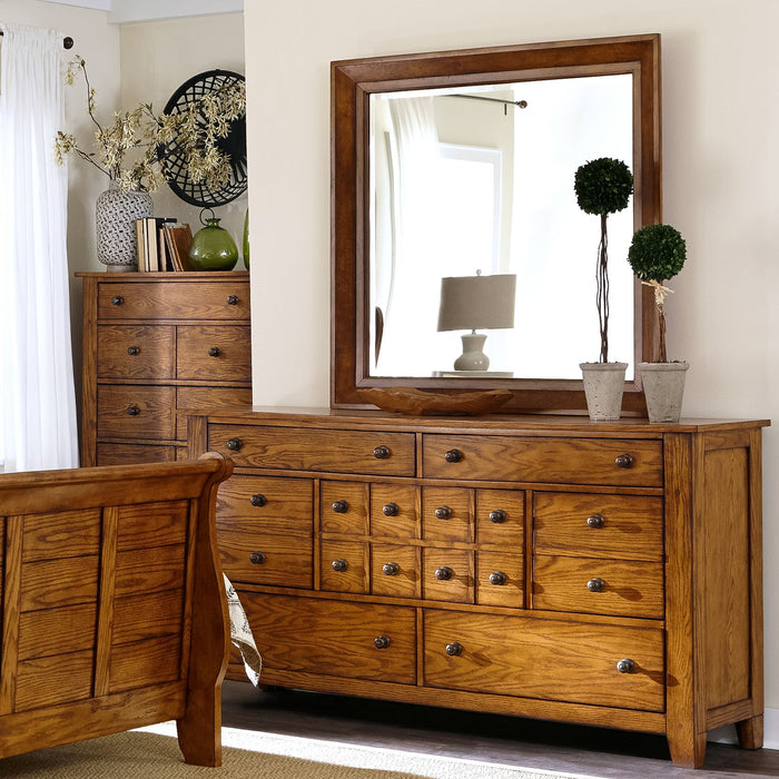 Grandpas Cabin Queen Sleigh Bed, Dresser & Mirror, Chest, Night Stand