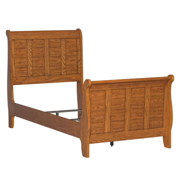 Grandpa's Cabin Youth Twin Sleigh Bed in Aged Oak