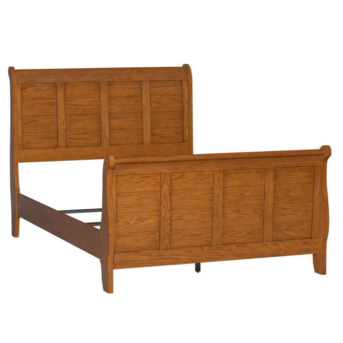 Grandpa's Cabin Youth Full Sleigh Bed in Aged Oak