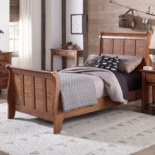 Liberty Furniture Grandpa's Cabin Youth Full Sleigh Bed in Aged Oak image