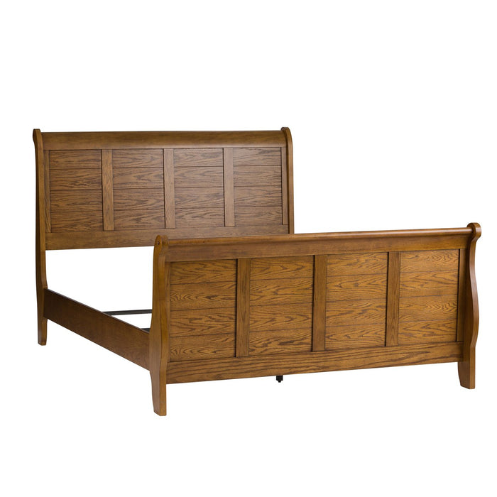 Grandpa's Cabin Queen Sleigh Bed in Age Oak