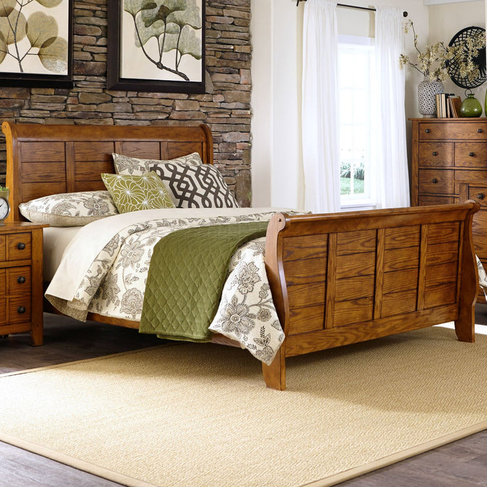 Liberty Furniture Grandpa's Cabin Queen Sleigh Bed in Age Oak image