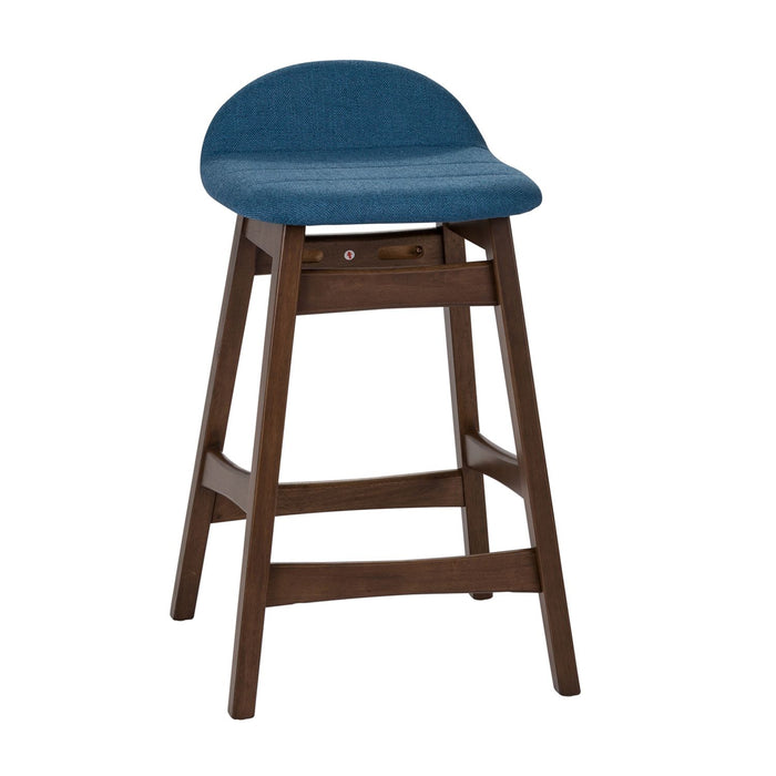 Space Saver 24" Counter Chair (Blue) in Satin Walnut (Set of 2)