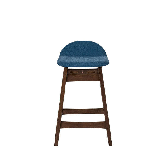Space Saver 24" Counter Chair (Blue) in Satin Walnut (Set of 2)