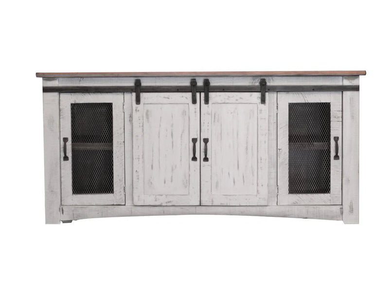Pueblo White 70" TV Stand w/4 doors and Shelves