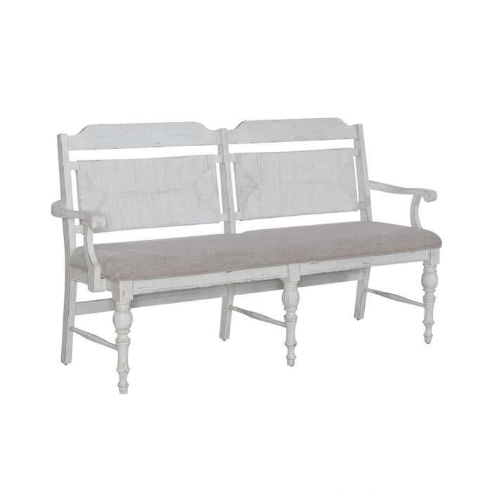 River Place Panel Back Bench in Riverstone White & Tobacco image