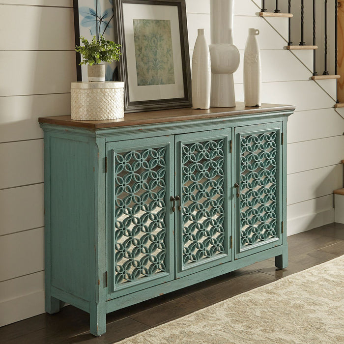 Liberty Furniture Kensington 3 Door Accent Cabinet in Turquoise image