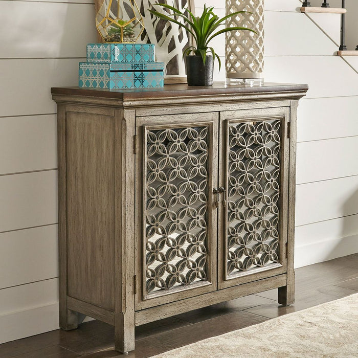 Liberty Furniture Westridge 2 Door Accent Cabinet in Wire Brushed Gray and White