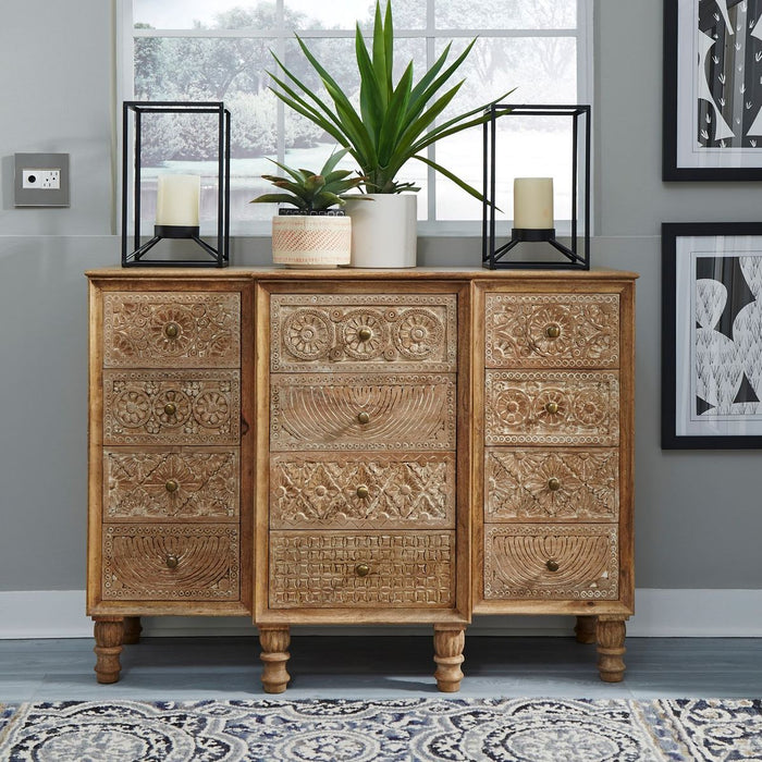 Liberty Furniture Montrose 12 Drawer Accent Cabinet in Weathered Honey