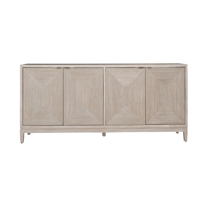 Liberty Furniture Kinsley 4 Door Accent Cabinet in Washed Taupe & Silver Champagne EST SHIP TIME APPX 4 WEEKS