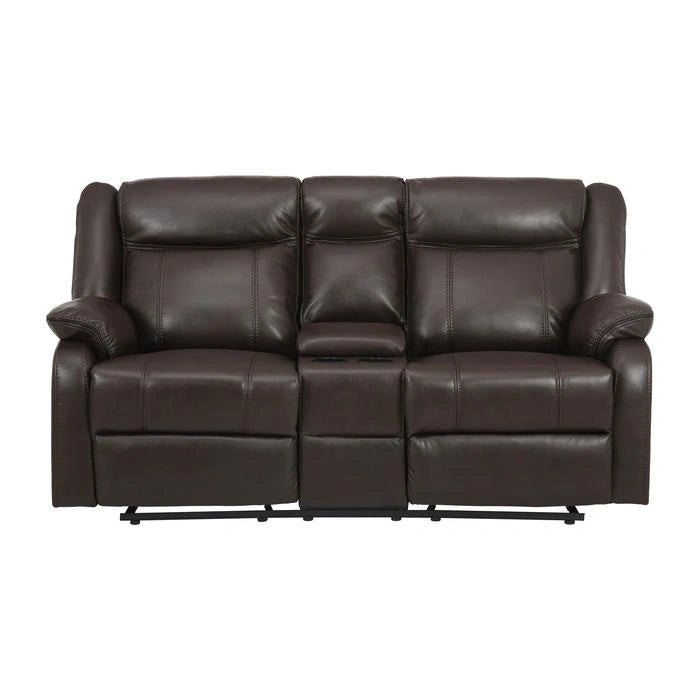 Jude Double Glider Recliner Loveseat in Brown 8201BRW-2