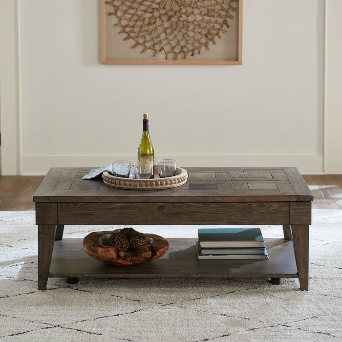 Arrowcreek Lift Top Cocktail Table in Weathered Stone