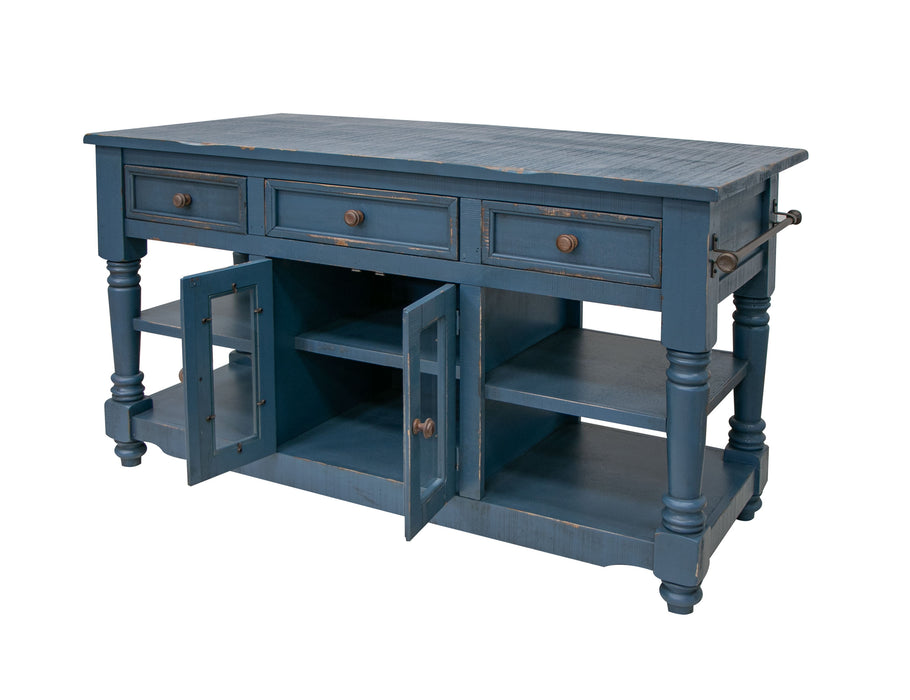 Aruba Kitchen Island, w/ dark blue finish