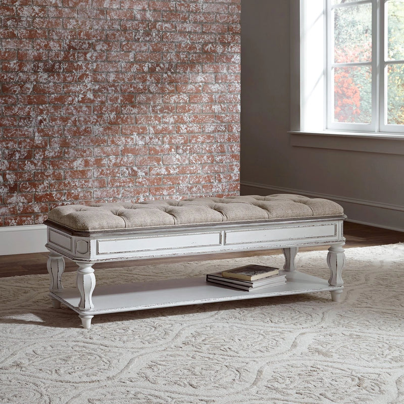 Magnolia Manor Bed Bench in Antique White image