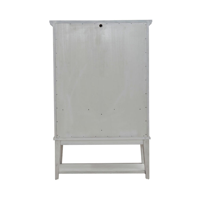 River Place Bar Cabinet in Riverstone White & Tobacco EST SHIP TIME APPX 4 WEEKS image