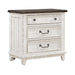 River Place 3 Drawer Nightstand with Charging Station in Riverstone White and Tobacco image