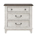 River Place 3 Drawer Nightstand with Charging Station in Riverstone White and Tobacco image