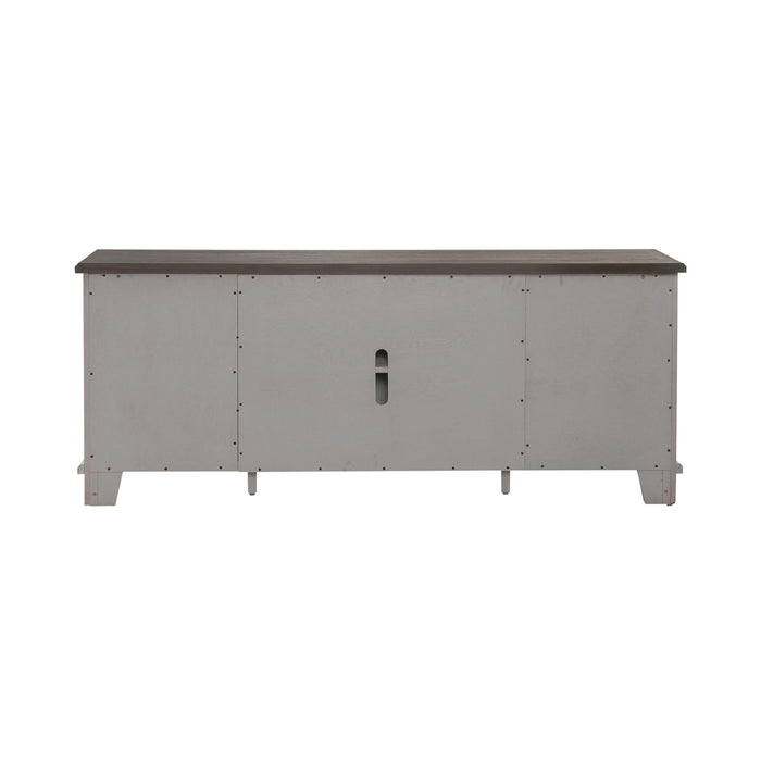 River Place Entertainment Console in Riverstone White/Tobacco