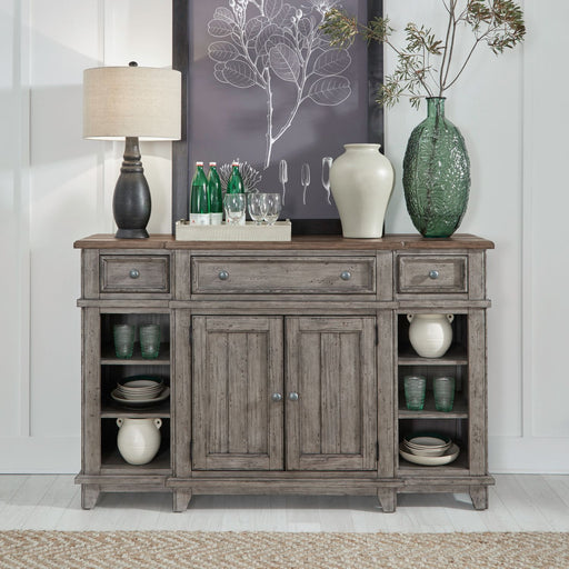 Liberty Furniture River Place Breakfront Server in Riverstone Gray & Tobacco image