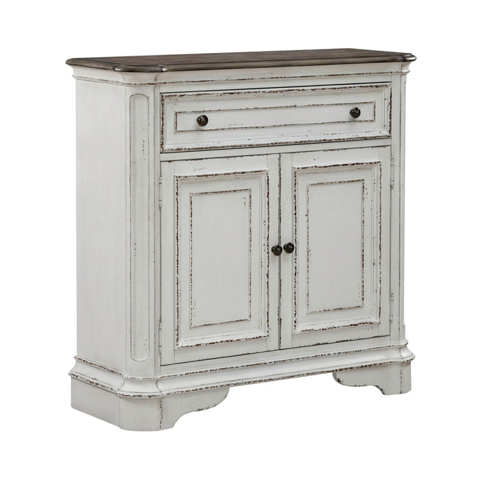 Magnolia Manor Accent Cabinet in Antique White & Weathered Bark EST SHIP TIME APPX 4 WEEKS image