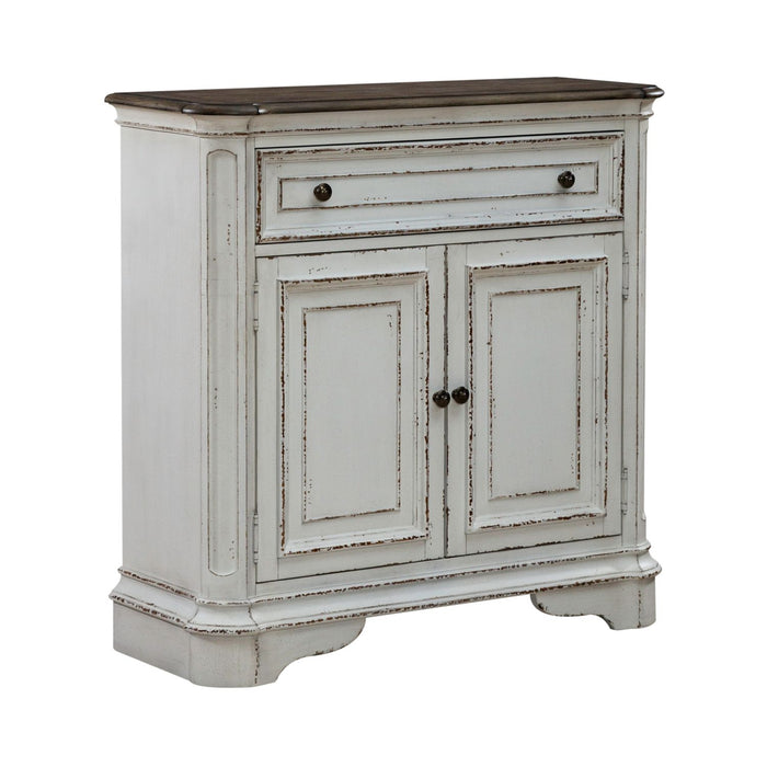 Magnolia Manor Accent Cabinet in Antique White & Weathered Bark EST SHIP TIME APPX 4 WEEKS