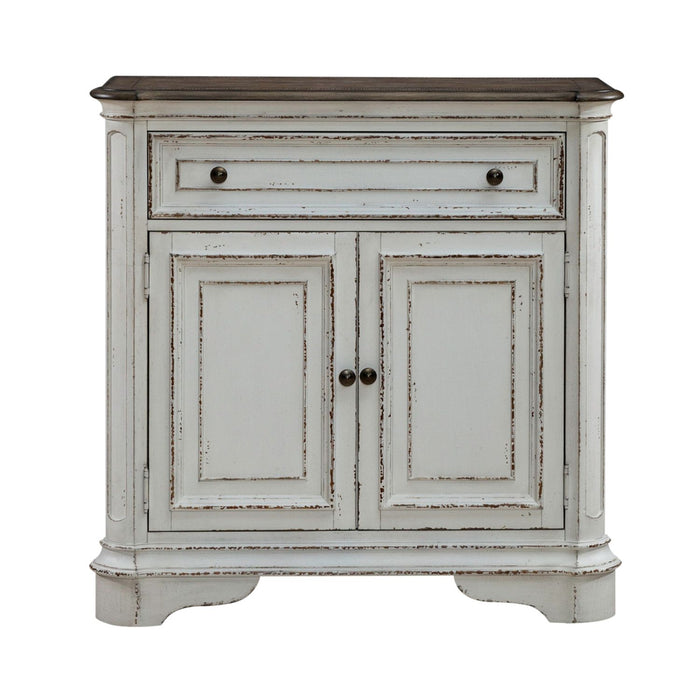 Magnolia Manor Accent Cabinet in Antique White & Weathered Bark EST SHIP TIME APPX 4 WEEKS