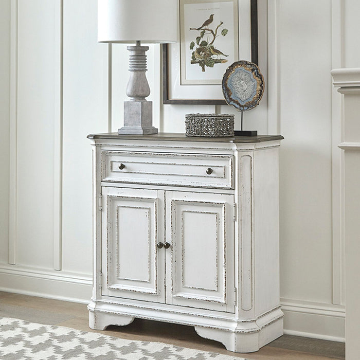Liberty Furniture Magnolia Manor Accent Cabinet in Antique White & Weathered Bark EST SHIP TIME APPX 4 WEEKS image