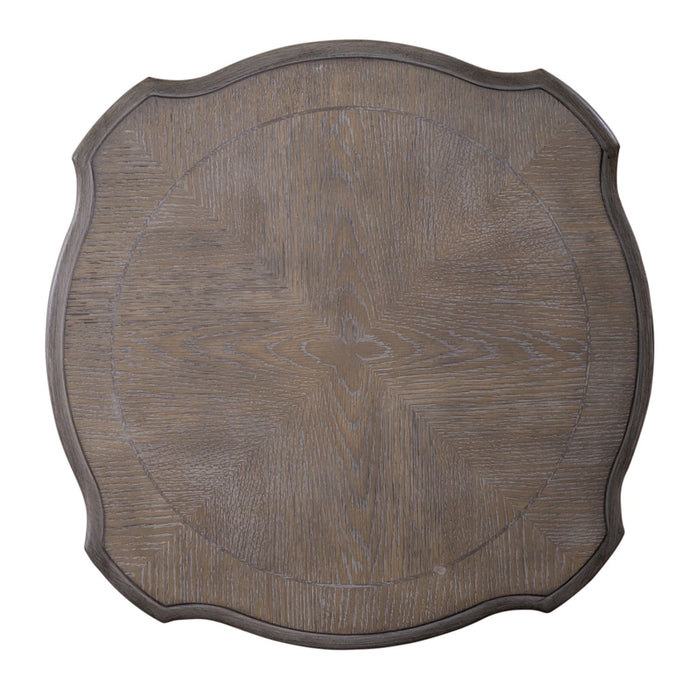 Magnolia Manor Round Accent Table in Antique White Base w/ Weathered Bark Tops