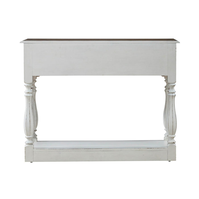 Magnolia Manor Hall Console in Antique White & Weathered Bark EST SHIP TIME APPX 4 WEEKS image