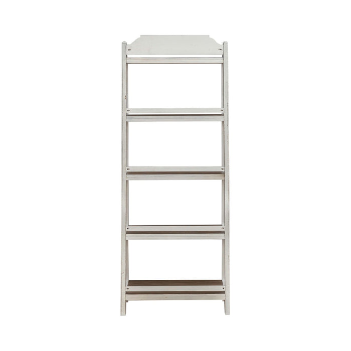 Magnolia Manor Leaning Pier Bookcase in Antique White & Weathered Bark image