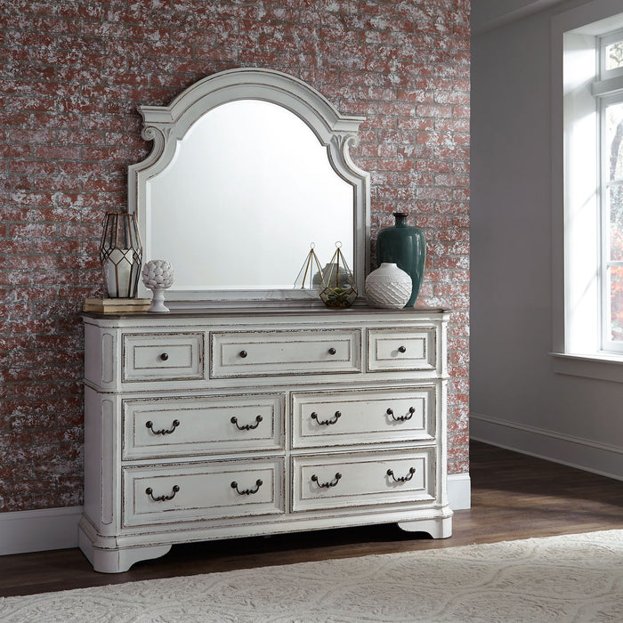 Magnolia Manor King California Panel Bed, Dresser & Mirror, Chest