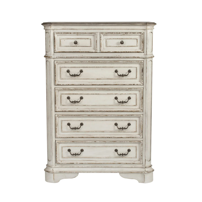 Magnolia Manor King Uph Sleigh Bed, Dresser & Mirror, Chest