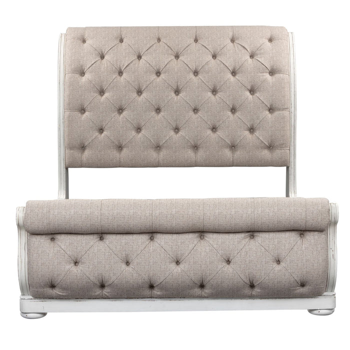 Magnolia Manor King Uph Sleigh Bed, Dresser & Mirror, Night Stand