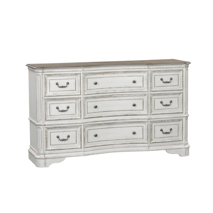 Magnolia Manor Leg 9 Drawer Dresser in Antique White image