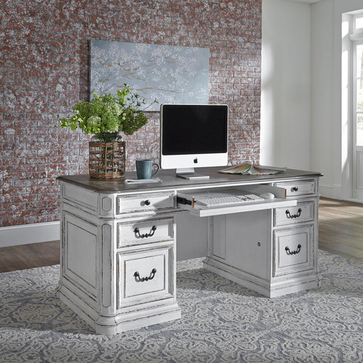 Liberty Magnolia Manor Jr Executive Desk in Antique White 244-HOJ-DSK image