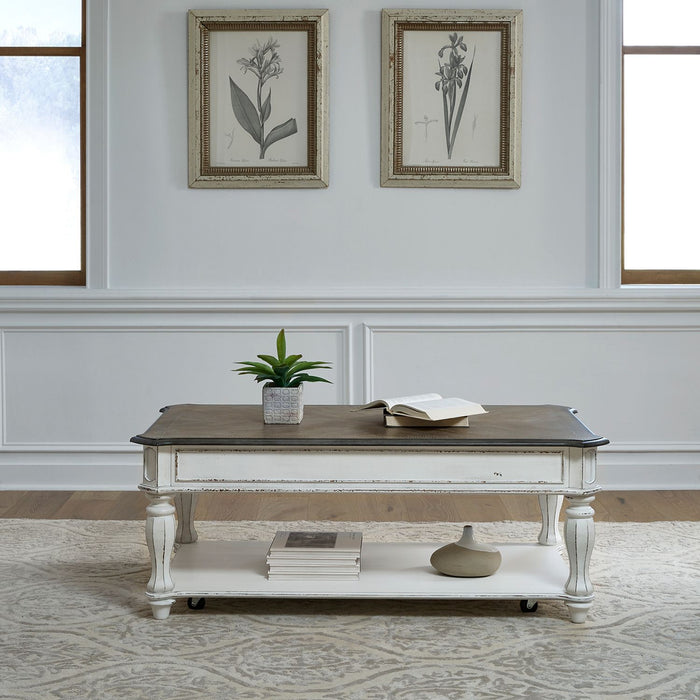 Magnolia Manor Lift Top Cocktail Table in Antique White